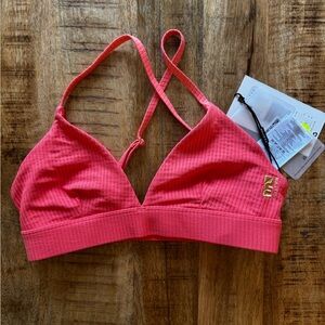 PE NATION FREE PLAY SPORTS BRA persimmon Coral Ribbed Bralette XS extra small